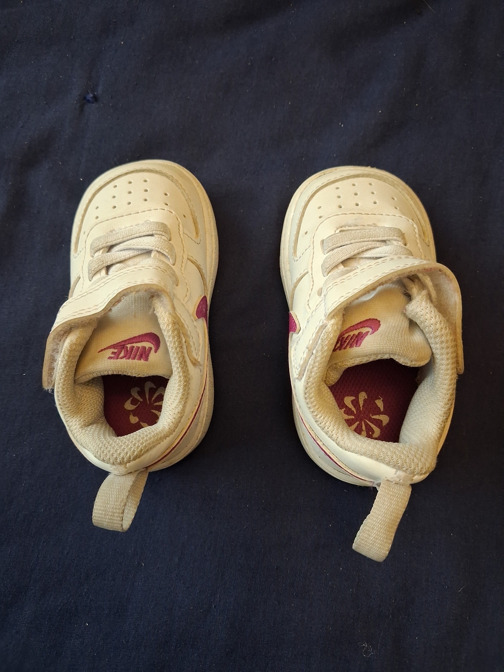 Nike Kids Cream and Pink Velcro Sneakers